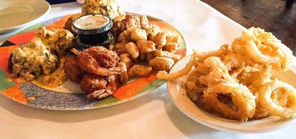 Appetizer Platter & a side of Onion Rings...outstanding!!!