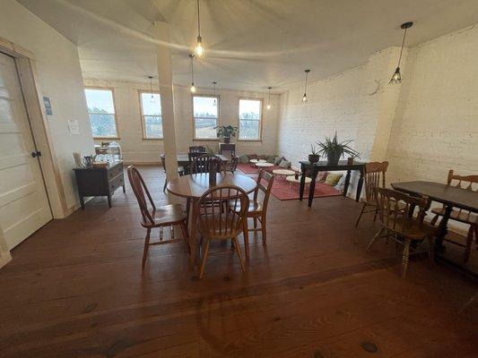 The upstairs seating area for delish vegetarian meals