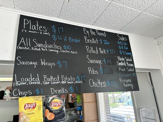 Menu board as of 04/04/24