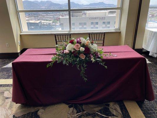 Sweetheart Table Arrangement at Double Tree reception