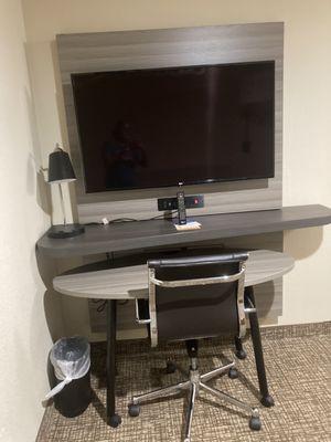 Desk and TV