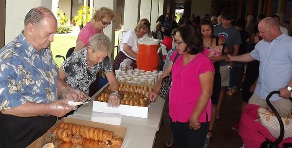 Aloha Sundays (First Sunday of each month):  Monthly blood pressure checks by parish health ministry volunteers and freshments at lanai area