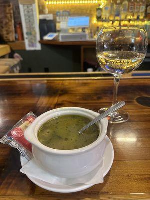 Italian Wedding soup and Cinta Pinot Grigio