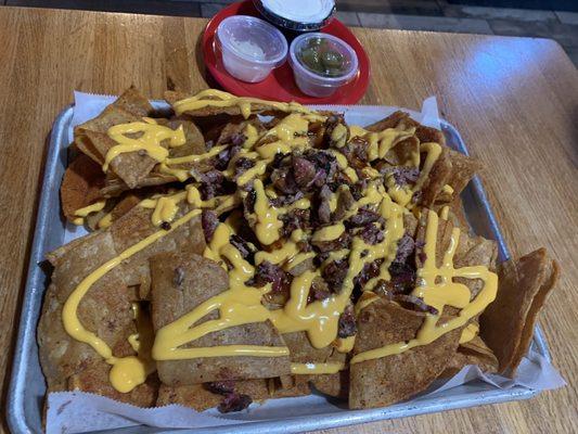 Nachos medium size with Brisket (onions and jalapeños on the side)