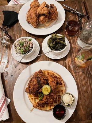 Chicken and Waffles, 1/2 Bird, Collard Greens, Hoppin' John