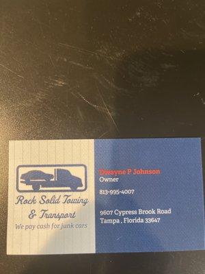 Our business card. 24 hour on call. 813-995-4007