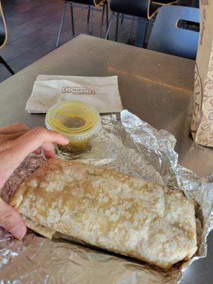 She's a biggun! Nicest size Chipotle burrito that I've had in some time.  Ty!!