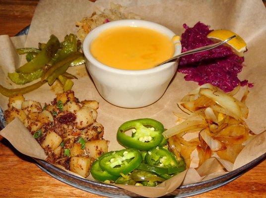 Accompaniments for the giant pretzel platter