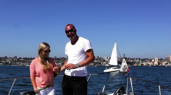 Couple just got engaged on a one of our charter yachts.  We do many surprise engagements - She did say YES!