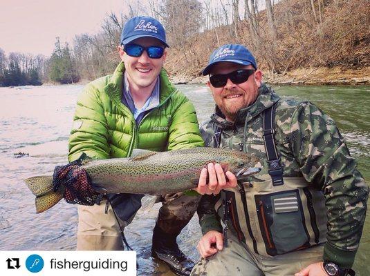 Ed with Fisherguiding.com busting his NY Steelhead cherry