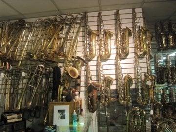 Jon has an array of vintage saxes.