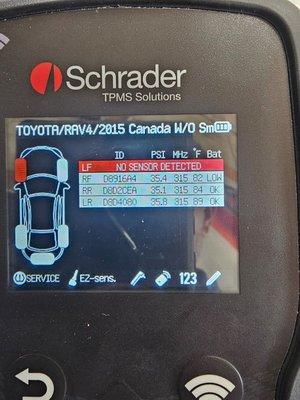 Tire pressure monitor sensor program and replacement.