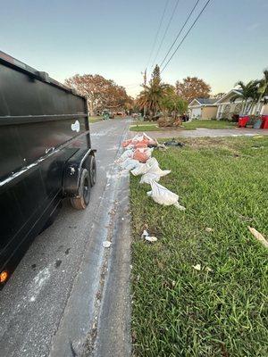 Post hurricane sand bag removal