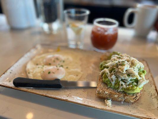 Crab and avocado toast.