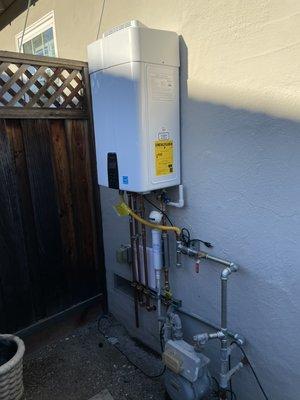 Exterior tankless water heater install.