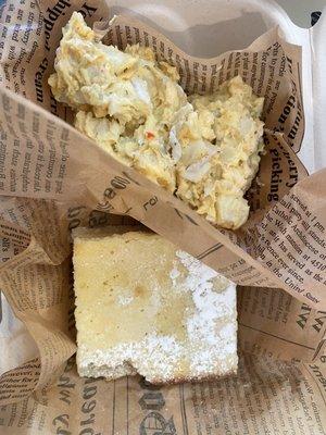 Deviled egg salad; Lemon Bar