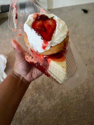 Strawberry donut cheesecake