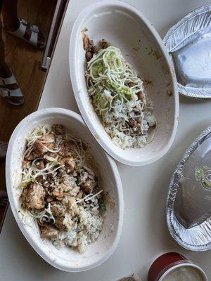 Veggie Bowl & Chicken Bowl both with Fajita Veggies