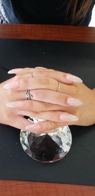 ALMOND FULL SET with OMBRE GLITTER by CINDY