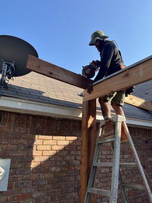 Backyard pergola building process