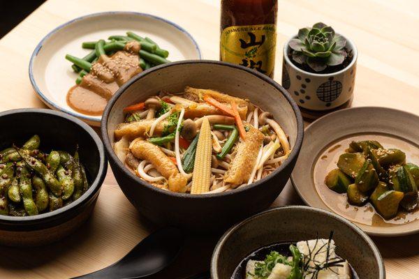 Vegan small plates and ramen with Japanese beers