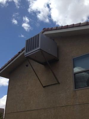 New Aero Cool trophy series evaporative cooler install! Twenty feet in the air proudly installed by Sunshine Plumbing.