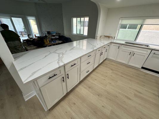 Fantasy gold quartz countertops in Huntington Beach, CA #2