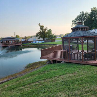 Pond and gazebo