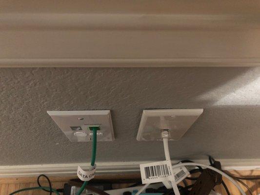 New wall jacks installed when moving the router/modem.