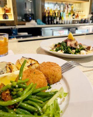 Crab stuffed figure 8 flounder with risotto cake