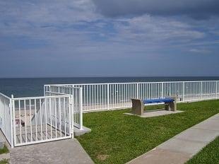 Bench & gate by seawall