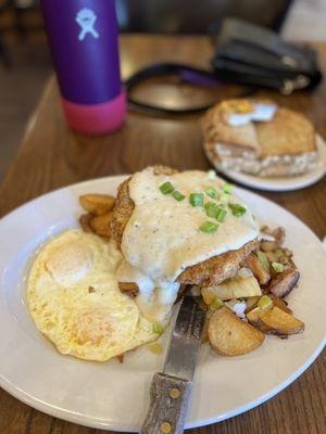 Chicken Fried Steak and Eggs $17.95