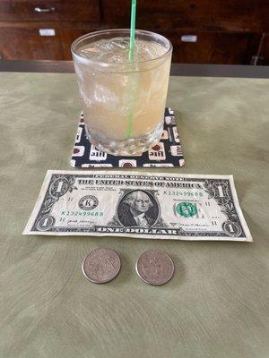 $1.50 happy hour drinks. 4-6 week days