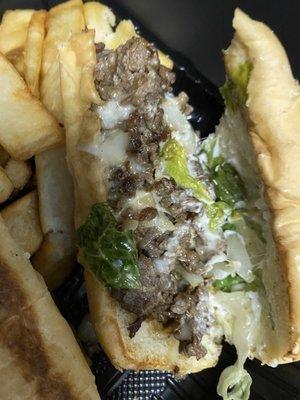 Steak and cheese? Or Lettuce, mayonnaise and st---?