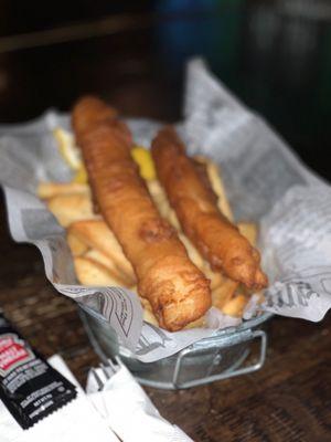 Fish and Chips ( I was hungry and ate one of the Fish strips before i took my picture)