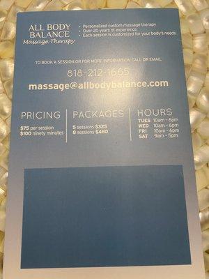 All Body Balance Prices.