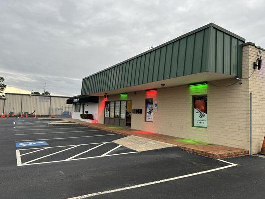 Store Front Lighting Testing, Green and Red.