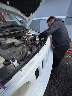 Roberto working on my Jeep