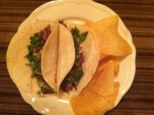 Carne asada tacos made at from El Corral