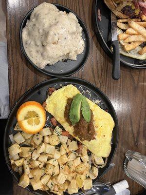 Omelette with side of biscuits and gravy