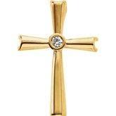 Yellow Gold Cross with .10CT Bezel set Diamond