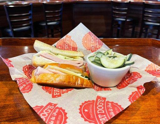 Turkey Havarti with a side of Cucumber Salad.