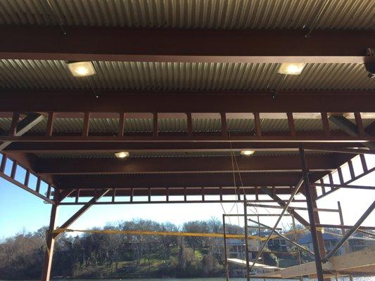 We added LED lighting under a brand new boat dock on Lake Austin