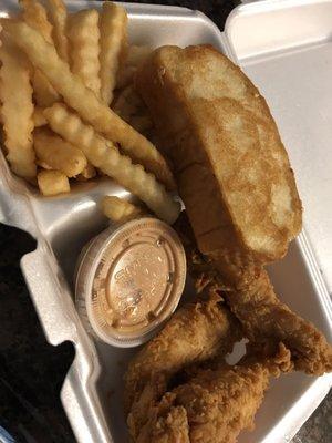 The 3 Finger Combo - 3 Chicken Fingers, Fries, toast!