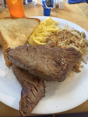 Steak and eggs breakfast