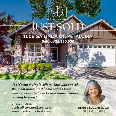 JUST SOLD - 1006 Gailinda Ct, PETALUMA