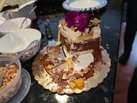 Coconut chocolate cake.