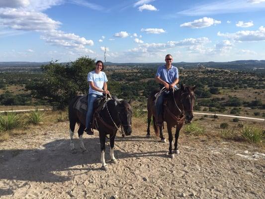 The beautiful views and the two best horses on the property (Julius and Moose)