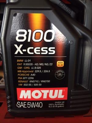 Premium synthetic MOTUL  engine oil with Porsche, Mercedes, Audi, BMW required ratings - standard part of our service