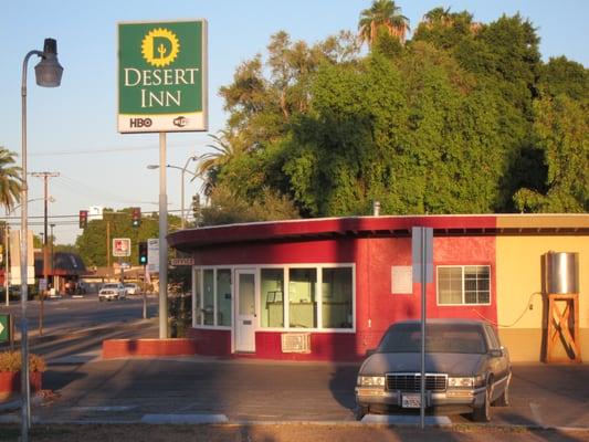 Desert Inn/Motel on South side of Main street, west side of town.